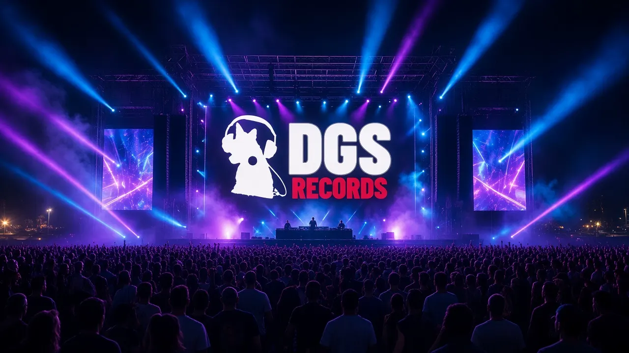 Massive stage with DGS RECORDS LED wall